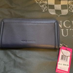 NWT Vince Camuto navy leather wallet